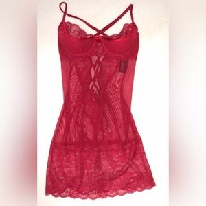 ❤️Fredericks of Hollywood Gorgeous red sheer négligée- Sz S
